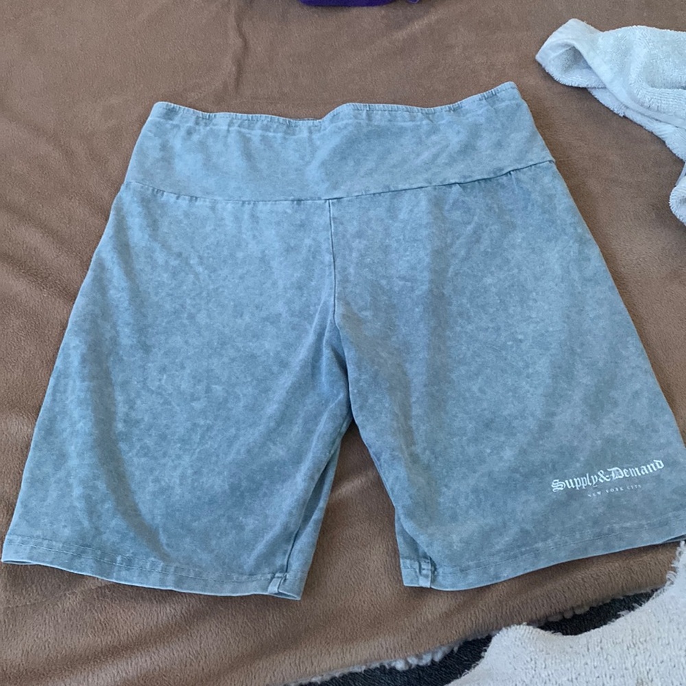 Gray and white biker shorts